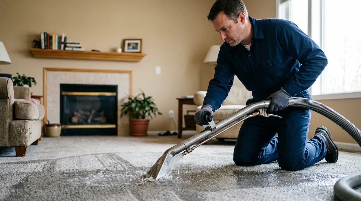 Water damage restoration technician working near Ridge, NY